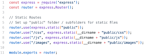 Static routes code